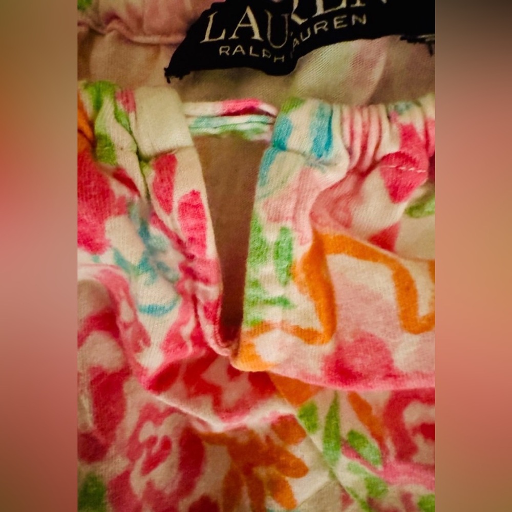 Ralph Lauren size M pink floral ruffled chemise nightgown preppy fairy cottage - Picture 5 of 11